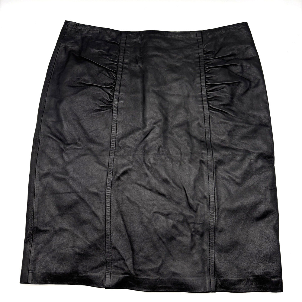 NWT 2008 in SUEDE Black 100% Genuine Leather Pencil Skirt 8 30x20.5" MSRP $230